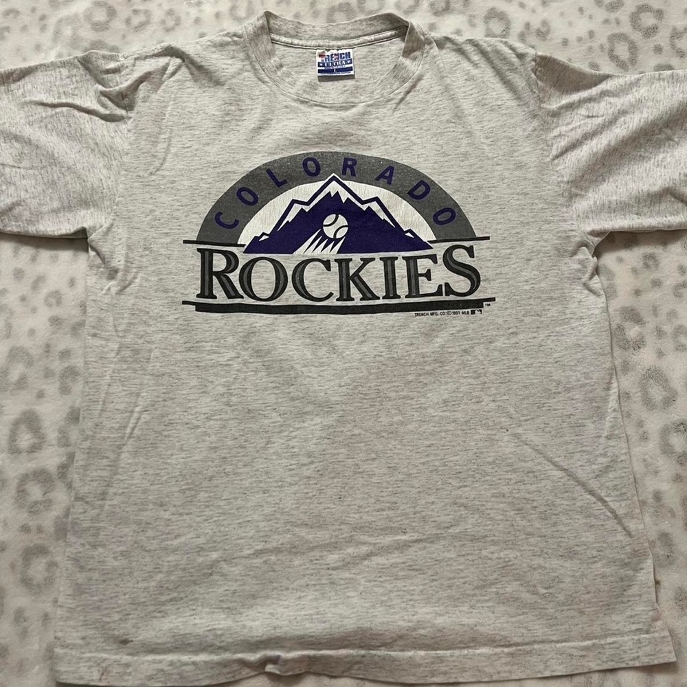 vintage 1991 single stitch colorado rockies t shirt- size L